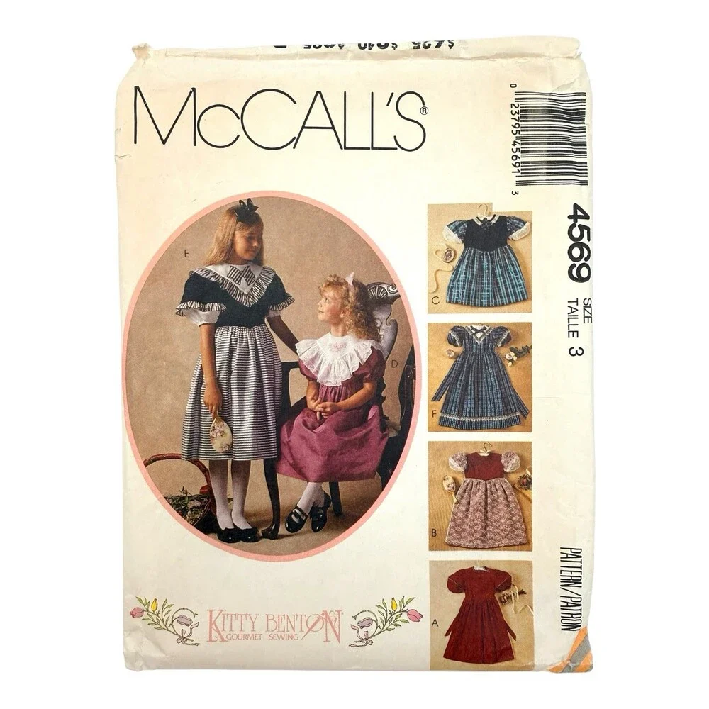 VTG 1989 McCalls Sewing Pattern Kitty Benton Gourmet Childs DRESS Sz 3T #4569